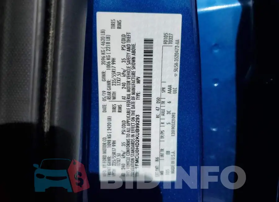 1FMCU0HD2KUB99293 Photo# 13