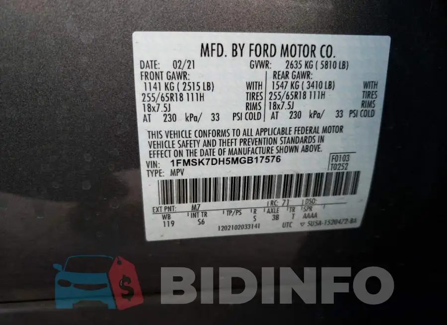 1FMSK7DH5MGB17576 Photo# 12