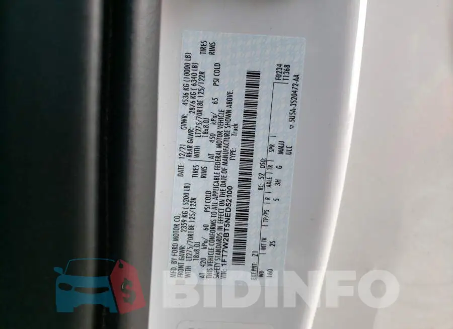1FT7W2BT5NED52100 Photo# 13