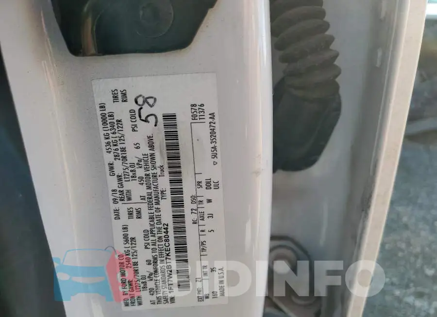 1FT7W2BT7KEC80442 Photo# 10