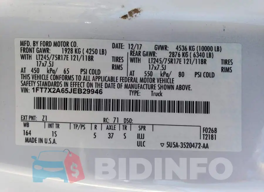 1FT7X2A65JEB29946 Photo# 12