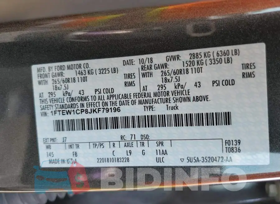1FTEW1CP8JKF79196 Photo# 12