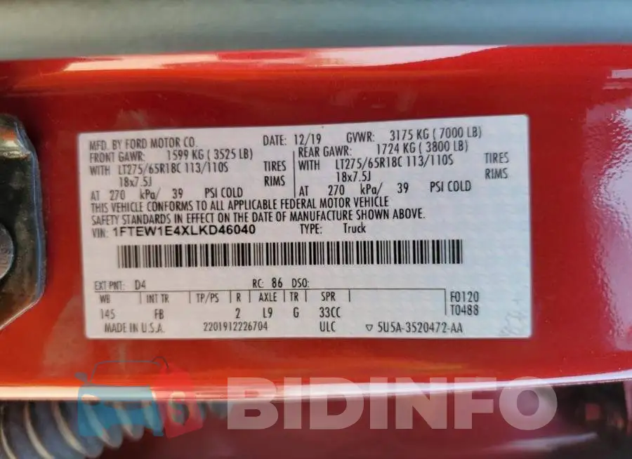 1FTEW1E4XLKD46040 Photo# 12