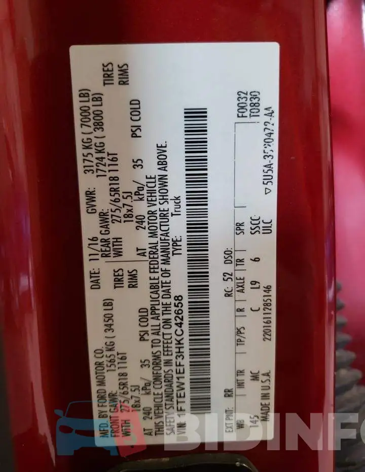 1FTEW1EF3HKC42658 Photo# 12
