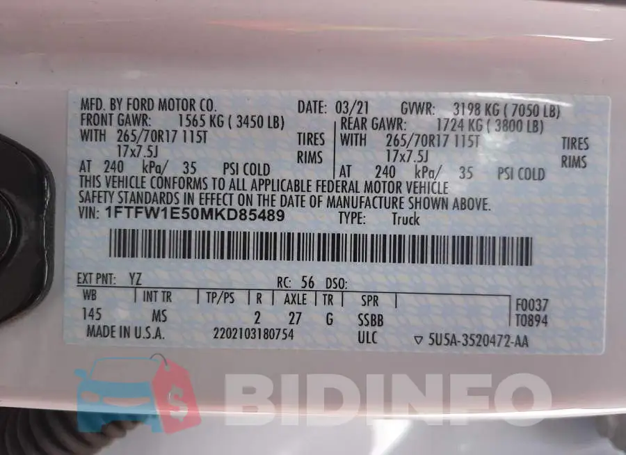 1FTFW1E50MKD85489 Photo# 10