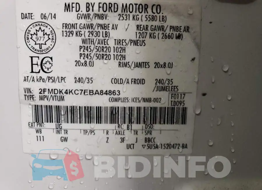 2FMDK4KC7EBA84863 Photo# 13