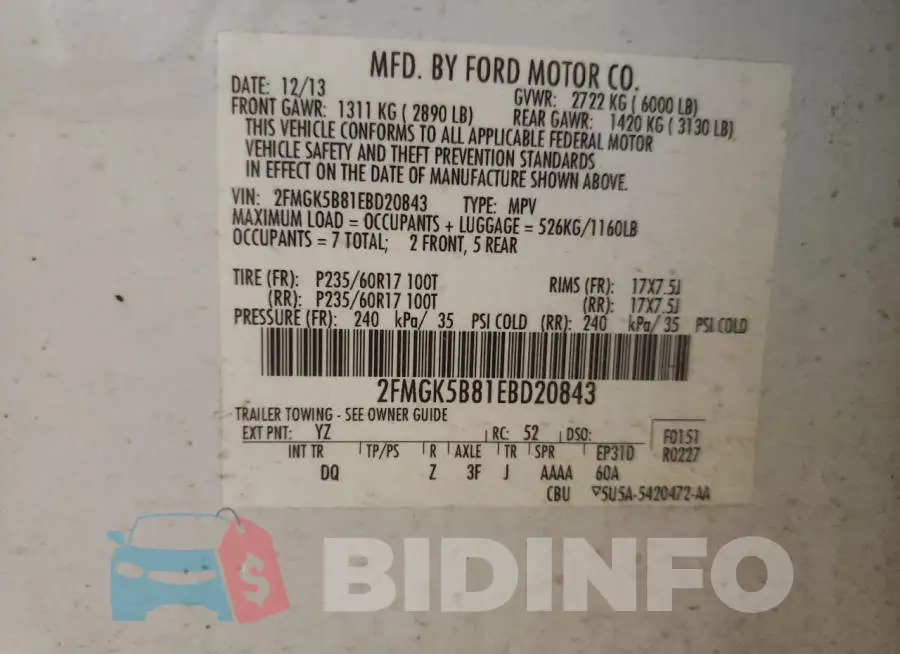 2FMGK5B81EBD20843 Photo# 13