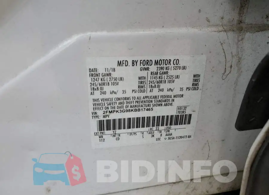 2FMPK3G98KBB17465 Photo# 12