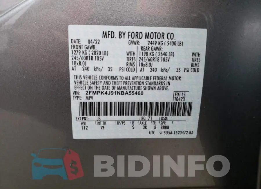 2FMPK4J91NBA55460 Photo# 14