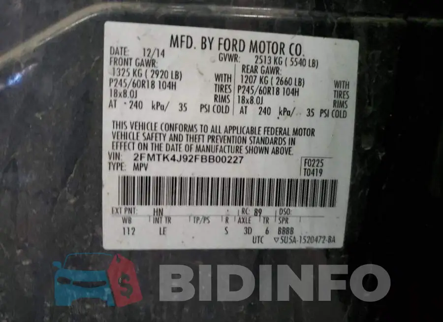 2FMTK4J92FBB00227 Photo# 13