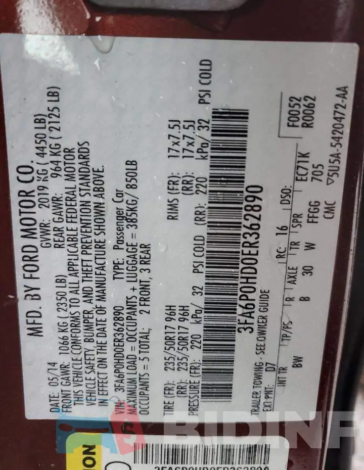 3FA6P0HD0ER362890 Photo# 13