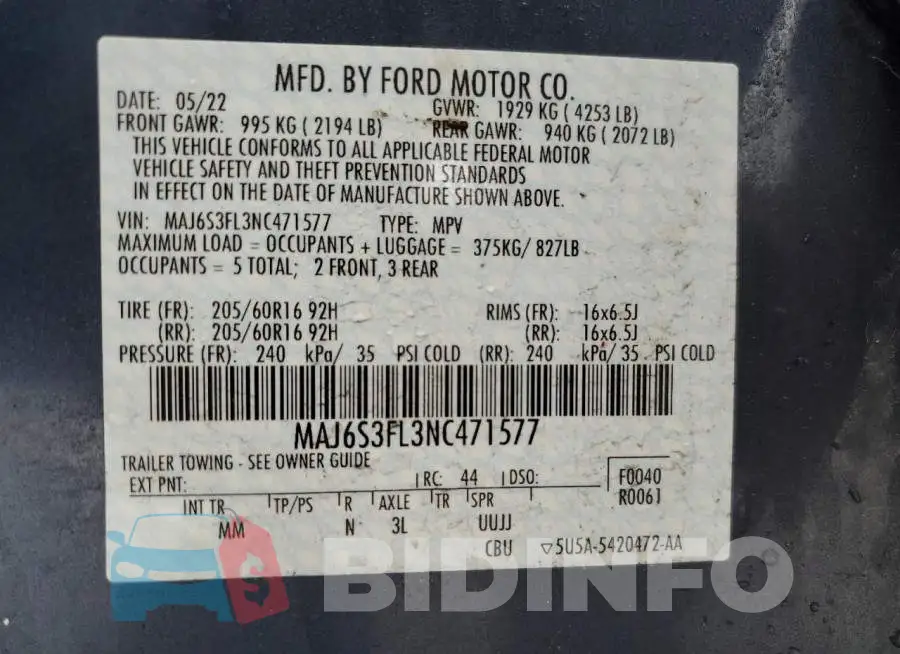 MAJ6S3FL3NC471577 Photo# 12