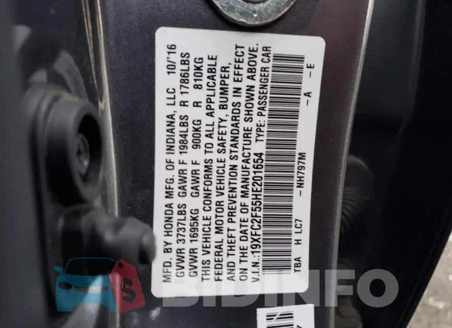 19XFC2F55HE201654 Photo# 12