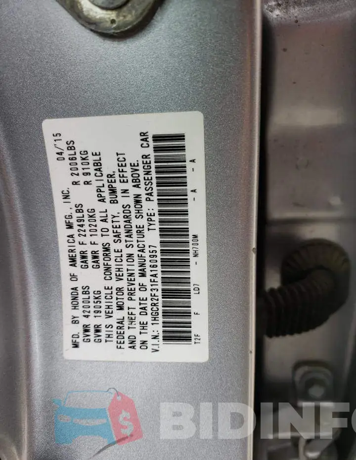 1HGCR2F31FA160957 Photo# 12
