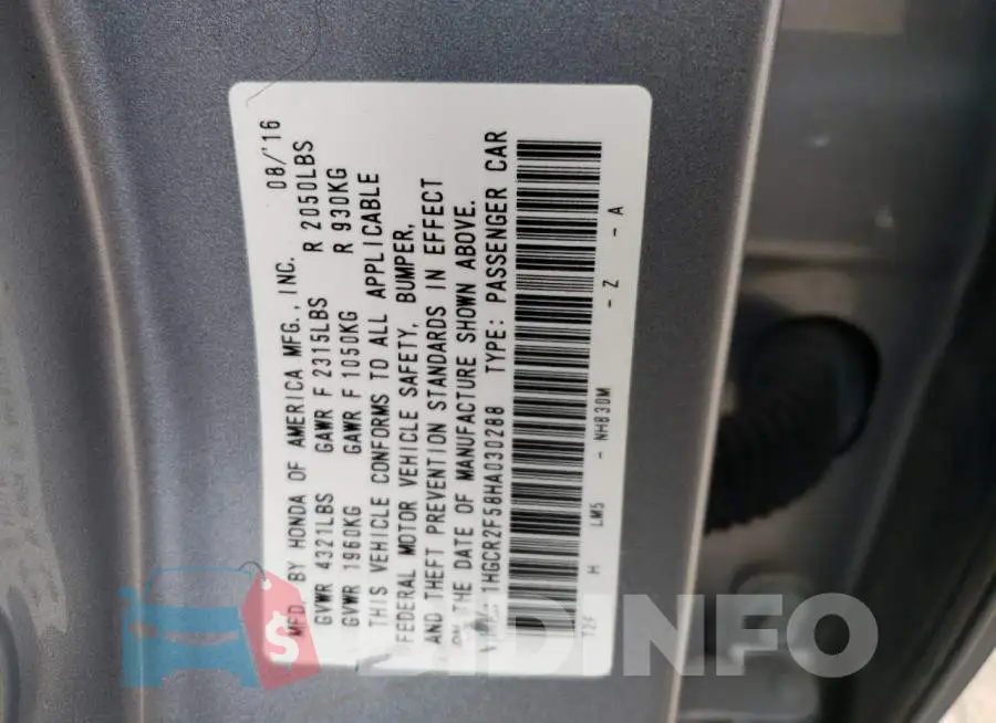 1HGCR2F58HA030288 Photo# 12