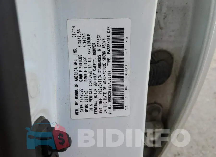 1HGCR3F86EA020564 Photo# 12