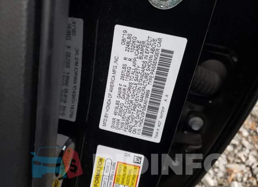 1HGCV3F55KA019869 Photo# 12