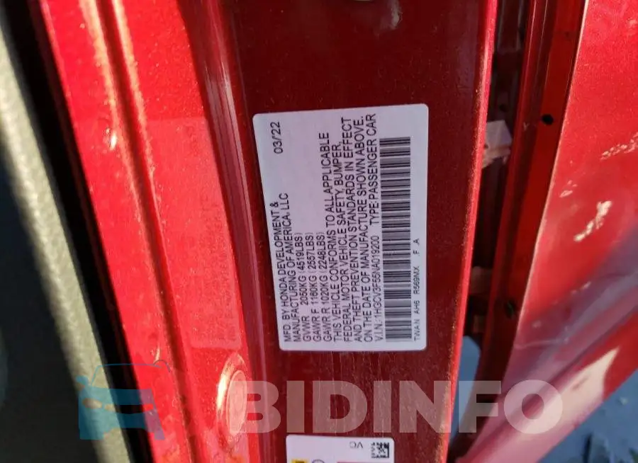 1HGCV3F55NA019200 Photo# 13