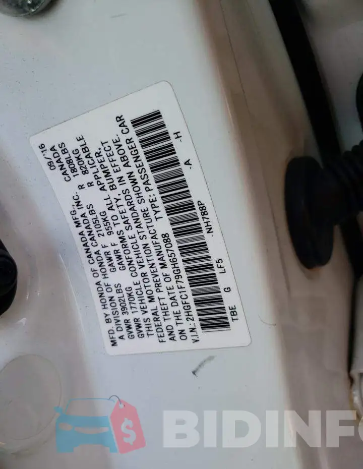 2HGFC1F79GH657088 Photo# 12