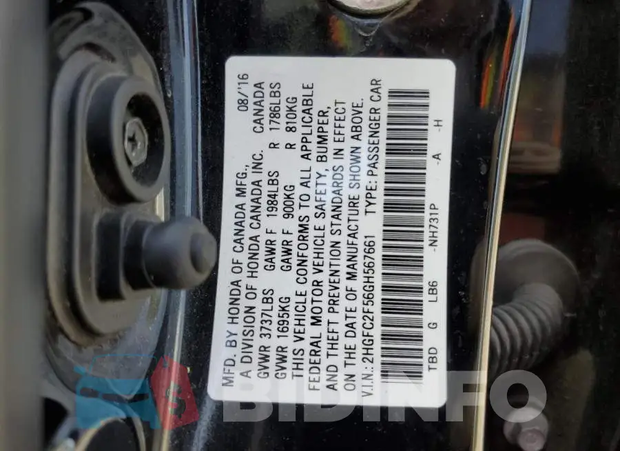 2HGFC2F56GH567661 Photo# 12