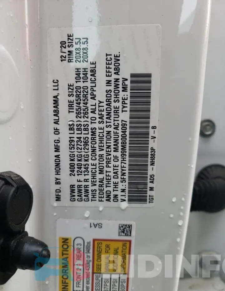 5FNYF7H99MB004097 Photo# 14