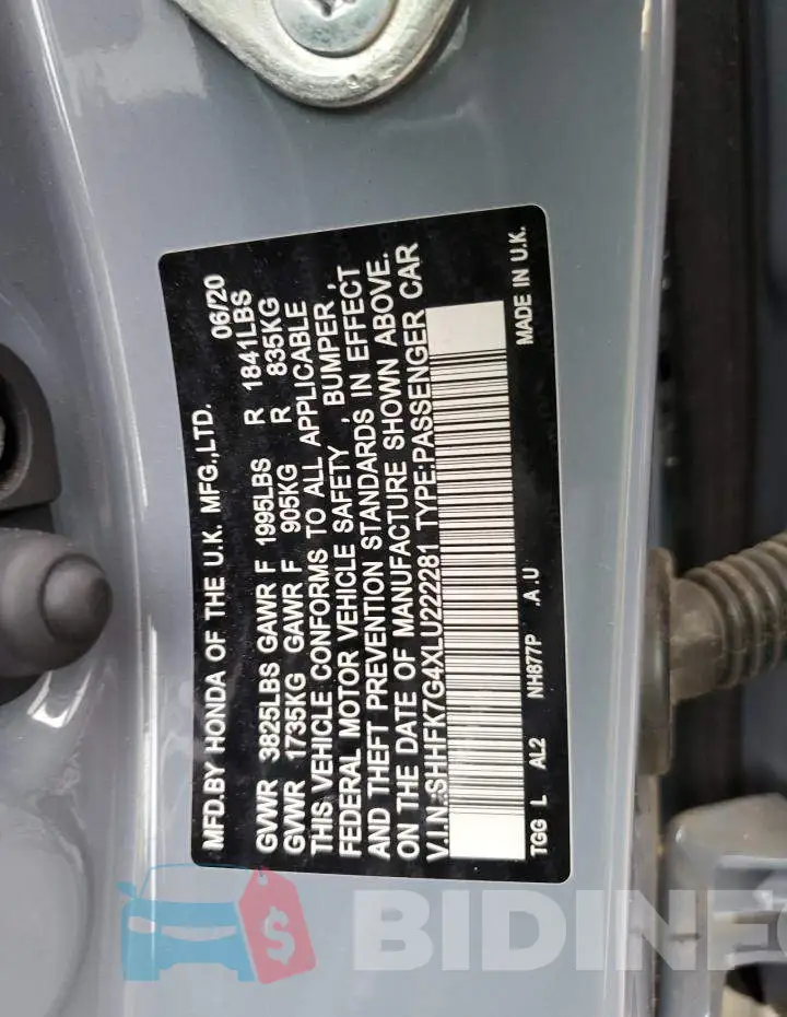 SHHFK7G4XLU222281 Photo# 12