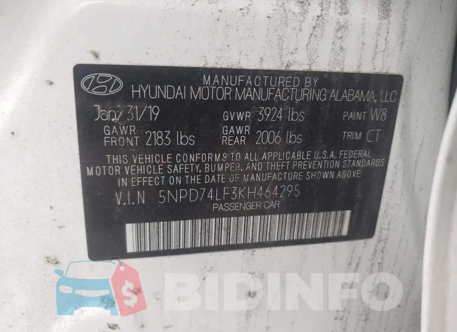 5NPD74LF3KH464295 Photo# 12