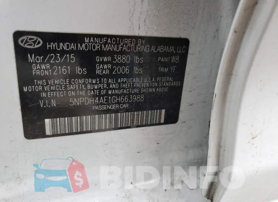 5NPDH4AE1GH663988 Photo# 12