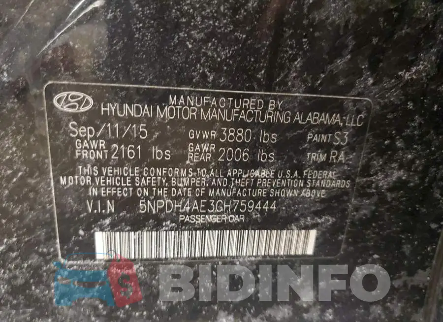 5NPDH4AE3GH759444 Photo# 12