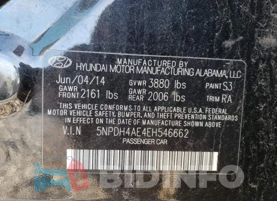 5NPDH4AE4EH546662 Photo# 12
