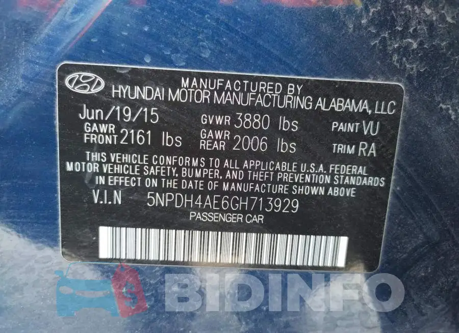 5NPDH4AE6GH713929 Photo# 12