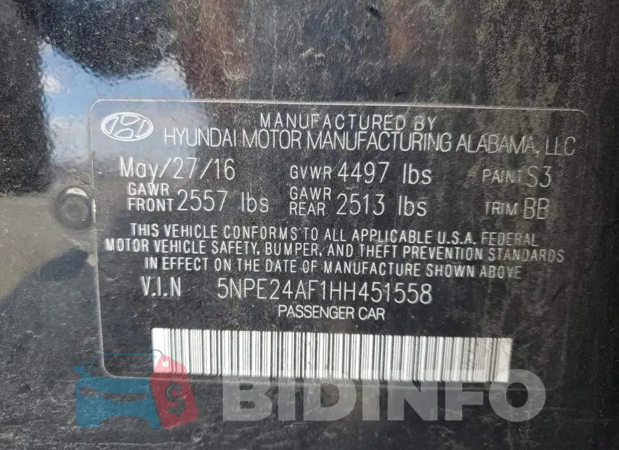 5NPE24AF1HH451558 Photo# 13