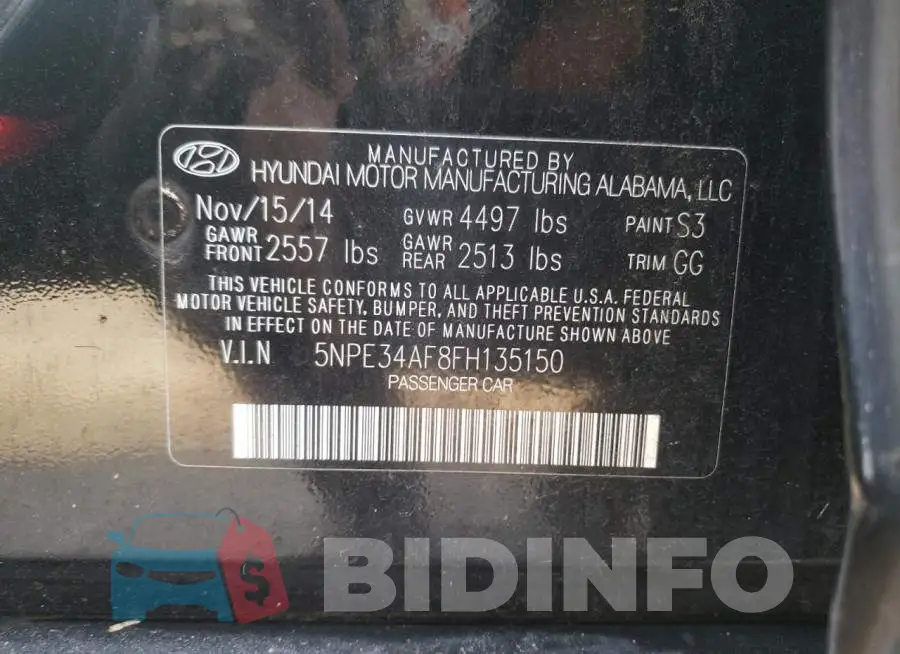 5NPE34AF8FH135150 Photo# 12