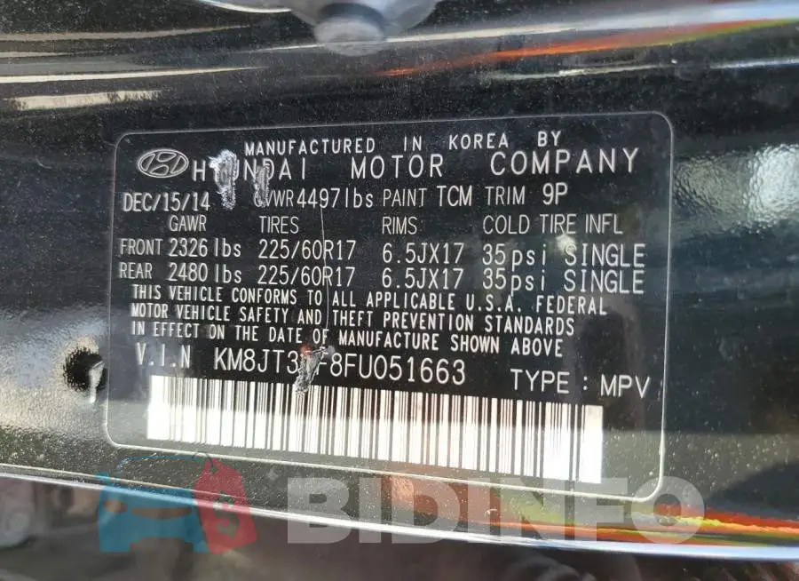 KM8JT3AF8FU051663 Photo# 13
