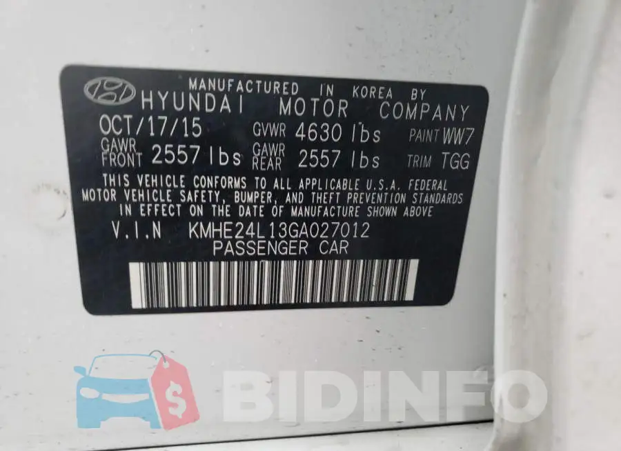 KMHE24L13GA027012 Photo# 12