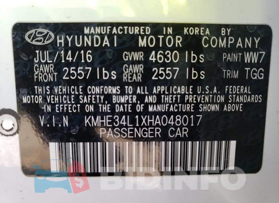 KMHE34L1XHA048017 Photo# 12