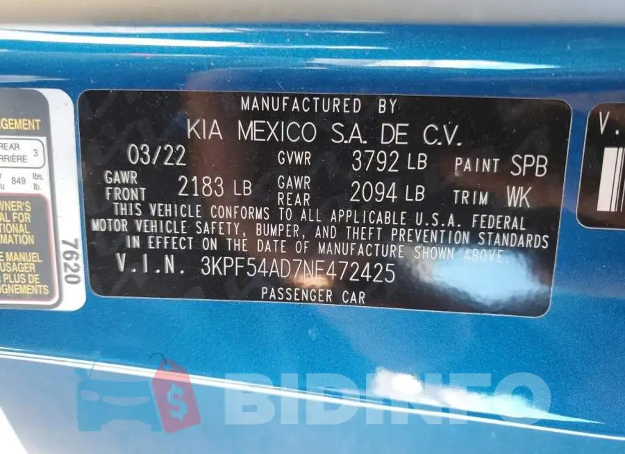 3KPF54AD7NE472425 Photo# 13