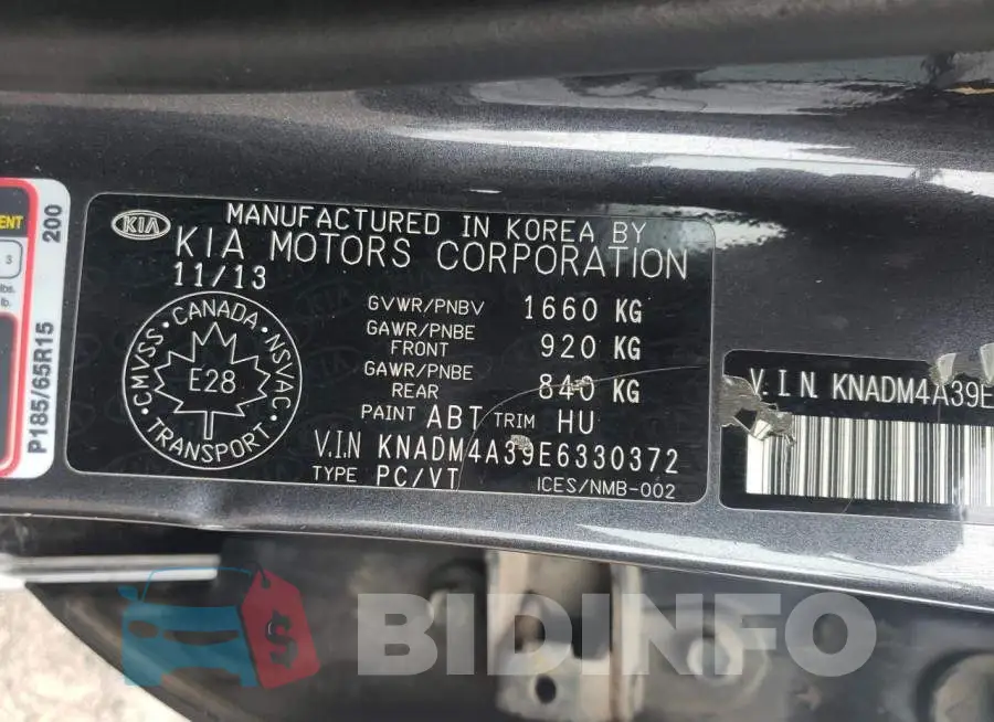 KNADM4A39E6330372 Photo# 12
