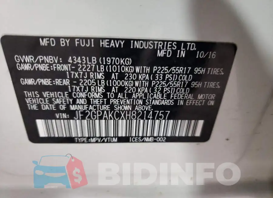 JF2GPAKCXH8214757 Photo# 14