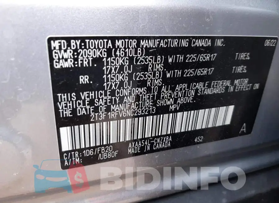 2T3F1RFV6NC293213 Photo# 10