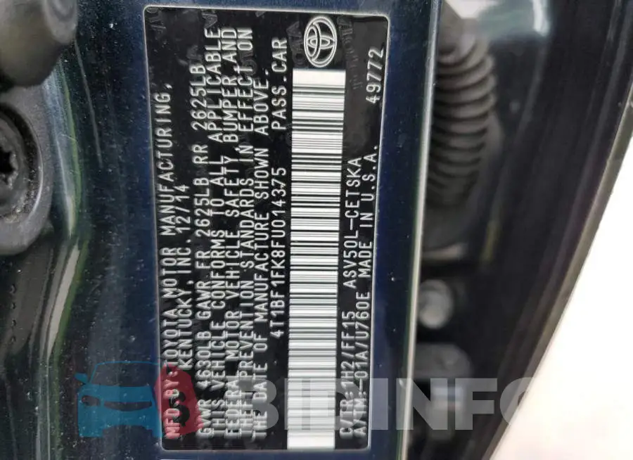 4T1BF1FK8FU014375 Photo# 12