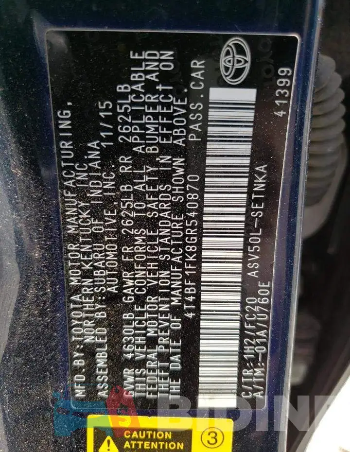 4T4BF1FK8GR540870 Photo# 13