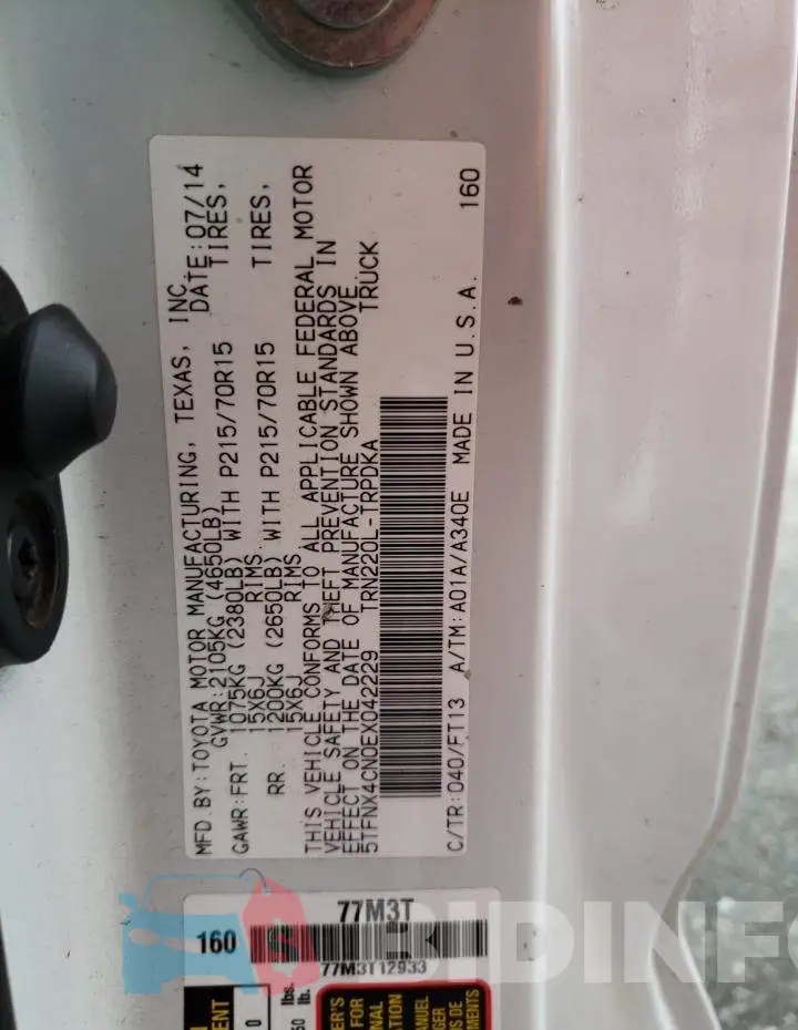 5TFNX4CN0EX042229 Photo# 12