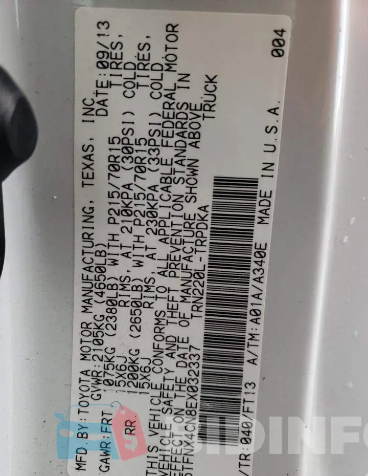 5TFNX4CN8EX032337 Photo# 12