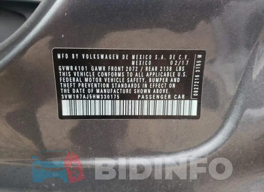3VW167AJ5HM330175 Photo# 12