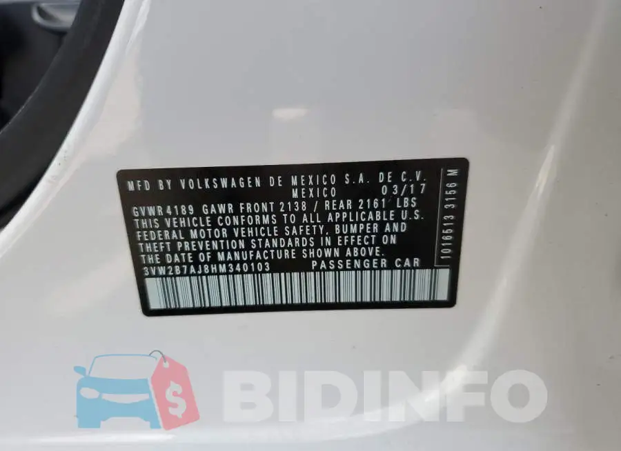 3VW2B7AJ8HM340103 Photo# 12