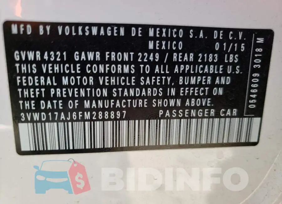 3VWD17AJ6FM288897 Photo# 12