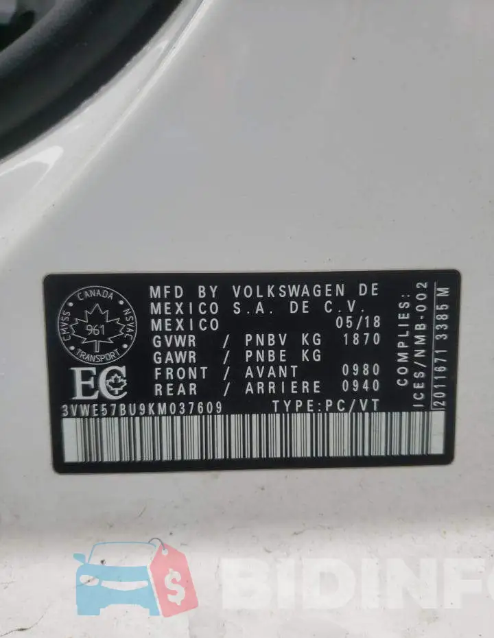 3VWE57BU9KM037609 Photo# 13