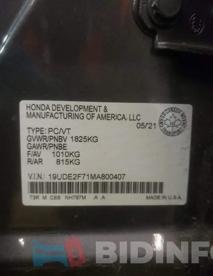 19UDE2F71MA800407 Photo# 12