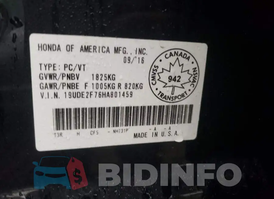 19UDE2F76HA801459 Photo# 12